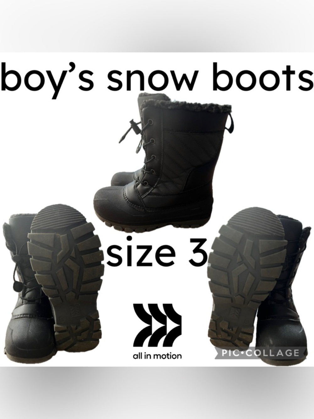 Target All In Motion Kids' Skylar Lace-Up Winter Boots Black Boys Size 3